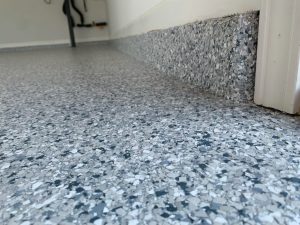 Completed Grey and Black Flake Garage Flooring