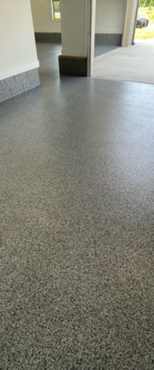 Completed Grey and Black Flake Garage Flooring